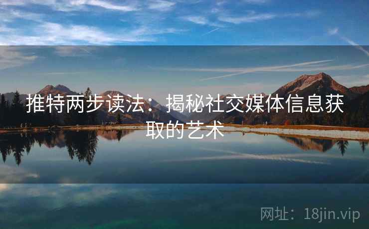 推特两步读法:揭秘社交媒体信息获取的艺术 推特两步读法:揭秘社交媒体信息获取的艺术